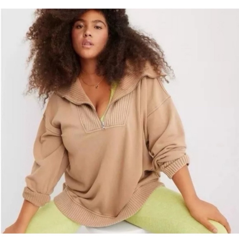 Aerie Beige Quarter-Zip